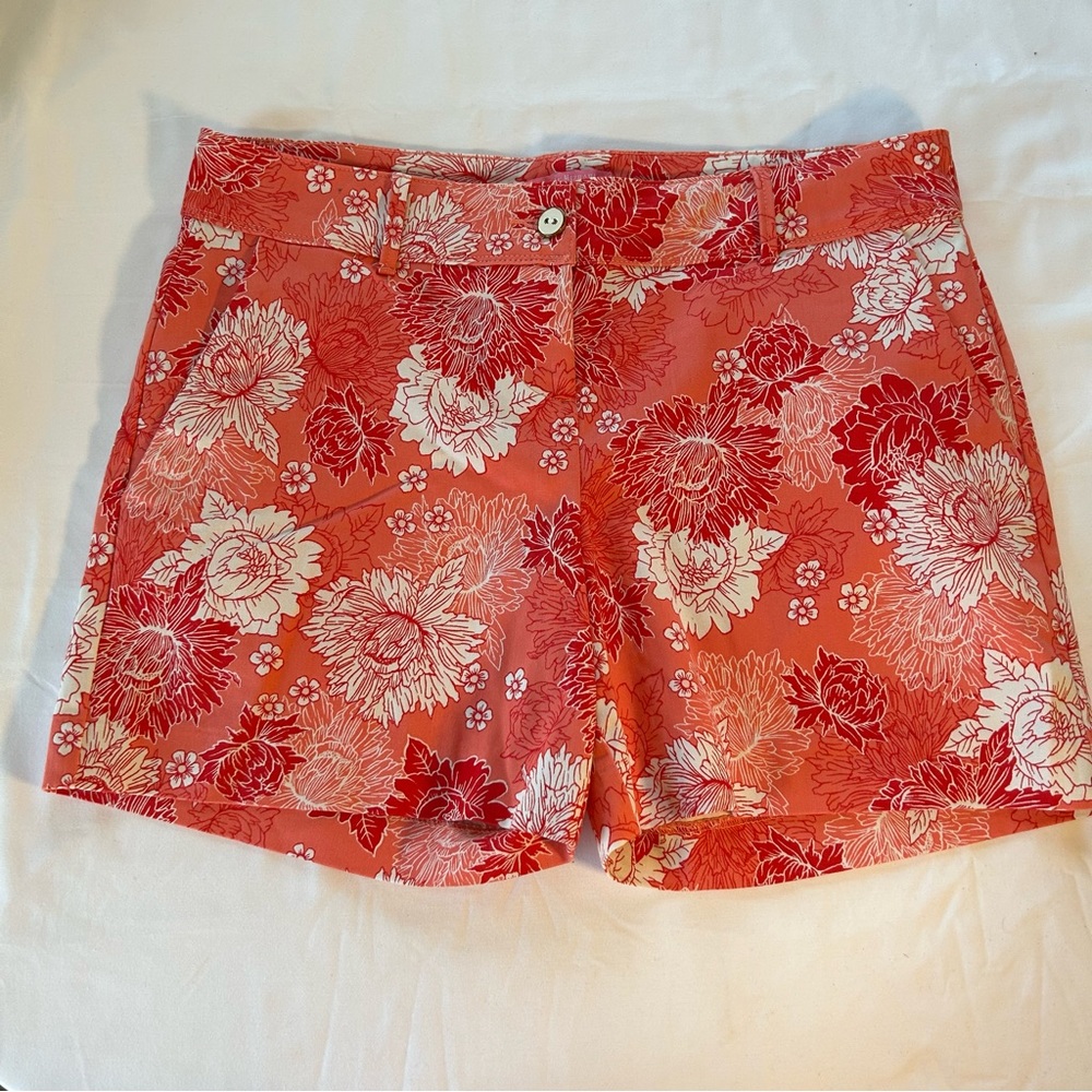 Women’s Issac Mizrahi shorts, size 10, coral, orange, floral